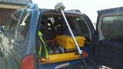 Sprzęt geodezyjny przygotowany do transportu